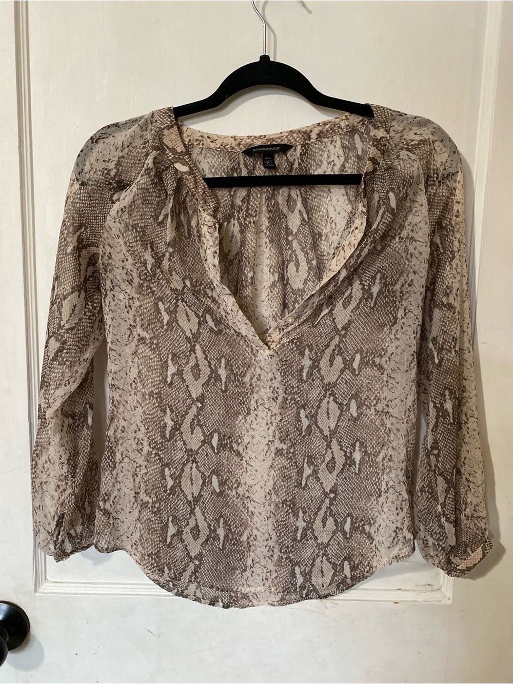 Banana Republic Snake Print Blouse - Taupe & Cream